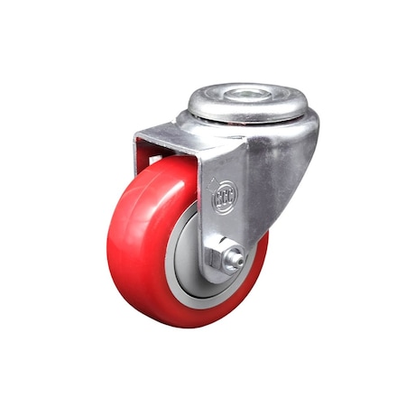 Service Caster 3'' Red Polyurethane Creeper Swivel Bolt Hole Caster CREE-SCC-BH20S314-PPUB-RED